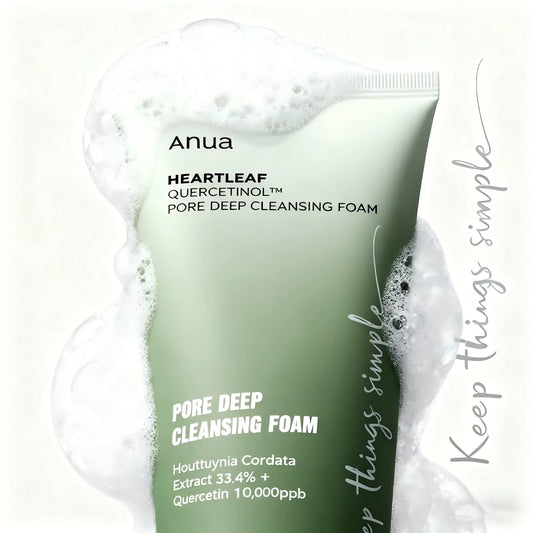 ANUA Heartleaf Quercetin Pore Deep Cleansing Foam, Cleanser, Double Cleanse, BHA, Hyaluronic Acid, Cleanser, Korean Skincare