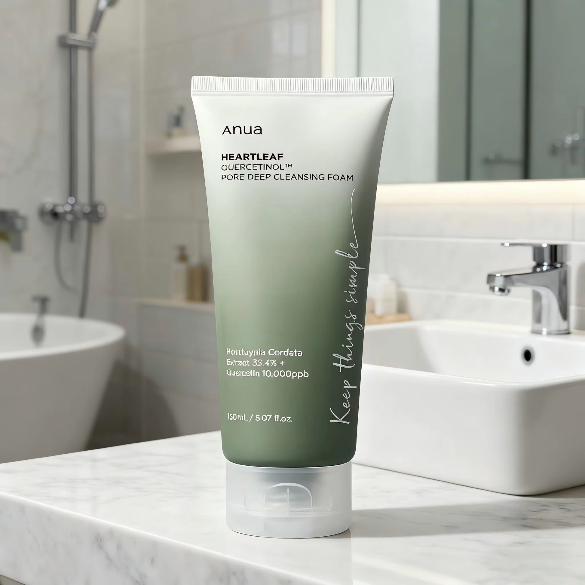 ANUA Heartleaf Quercetin Pore Deep Cleansing Foam, Cleanser, Double Cleanse, BHA, Hyaluronic Acid, Cleanser, Korean Skincare