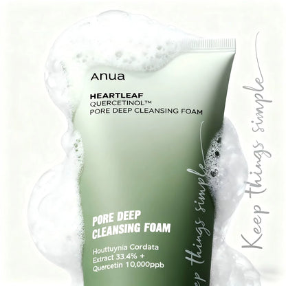 ANUA Heartleaf Quercetin Pore Deep Cleansing Foam, Cleanser, Double Cleanse, BHA, Hyaluronic Acid, Cleanser, Korean Skincare