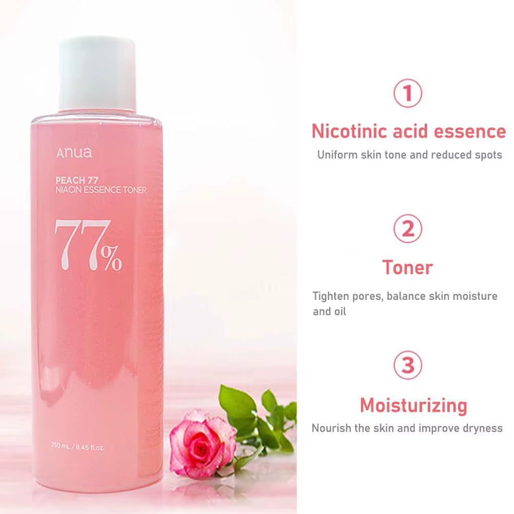 Anua Peach Niacin 77% Toner Niacinamide Essence Moisturizing, Spot Removing Nourishing Skin Daily Skincare Water 250Ml