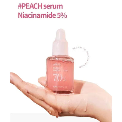 Anua Peach 70 Niacinamide Serum 30Ml, Moisturizing Facial Serum, Skin Improvement, Daily Cleansing Beauty, Korean Skincare